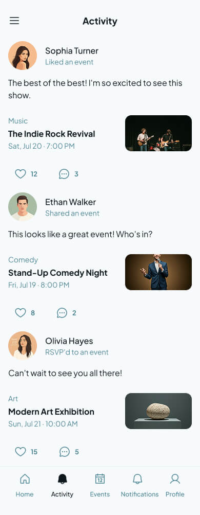ExtEnt social activity feed